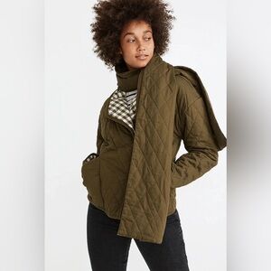 Madewell Reversible Quilted Jacket with Detachable Scarf Large